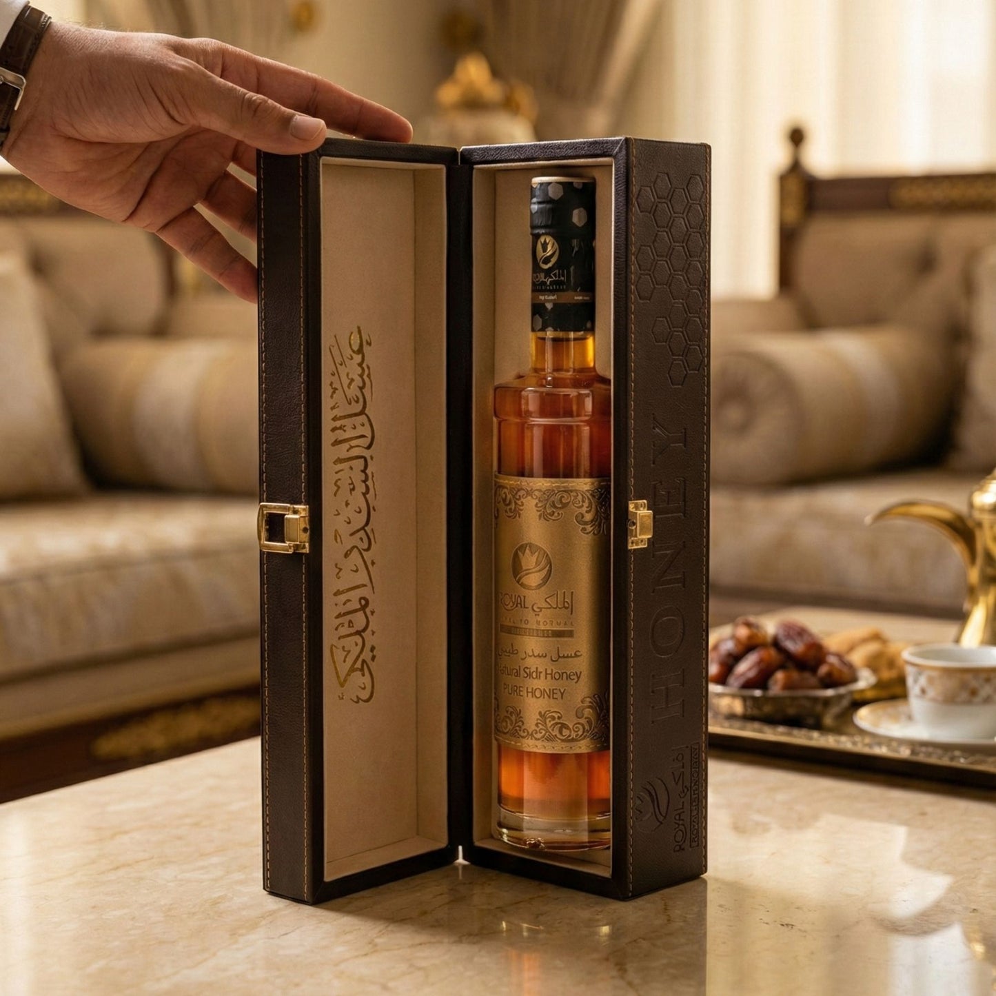 Emirates Sidr Honey With Leather Case – 1Kg– luxury Gift for Eid