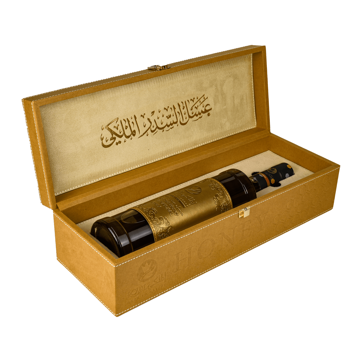 هدية فاخرة مستدامة لعسل السدر الإماراتي مع حقيبة جلدية 1كغ في كيس جلد