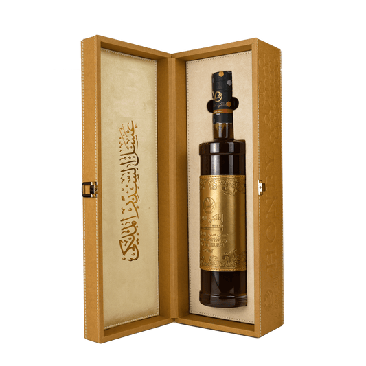 هدية فاخرة مستدامة لعسل السدر الإماراتي مع حقيبة جلدية 1كغ في كيس جلد