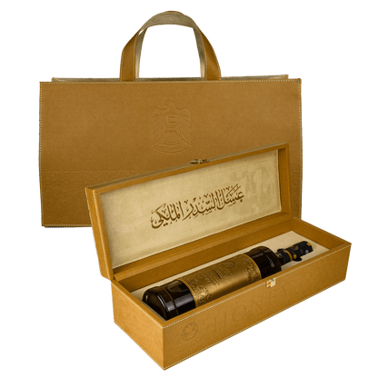هدية فاخرة مستدامة لعسل السدر الإماراتي مع حقيبة جلدية 1كغ في كيس جلد