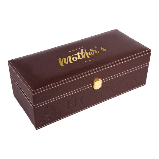 عسل سدر إماراتي مع علبة جلدية – ٥٥٠ غرام – هدية فاخرة لعيد الأم