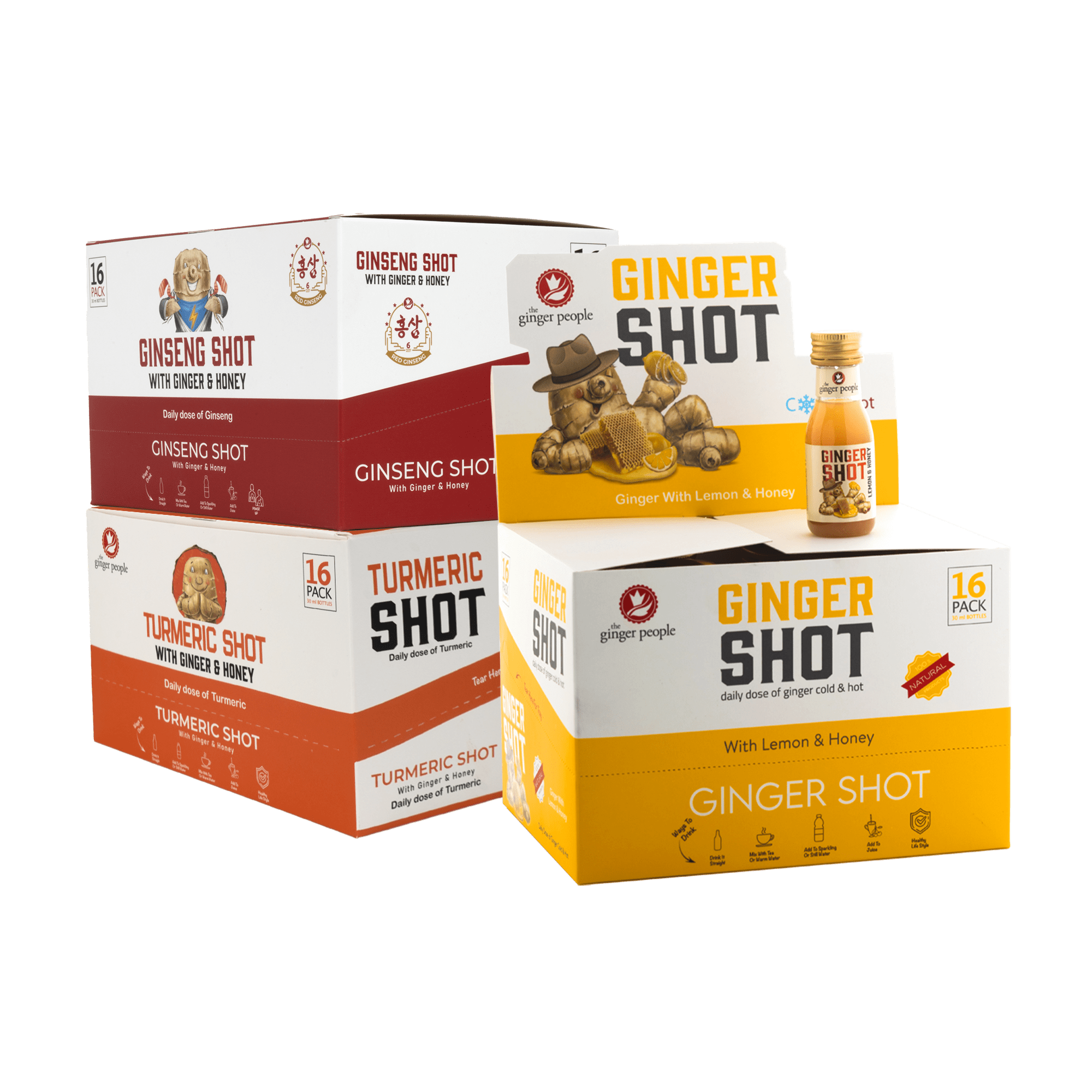 Dose Ginger Ginger Beverages Set—Ginger Shot, Ginseng Shot & Turmeric Shot