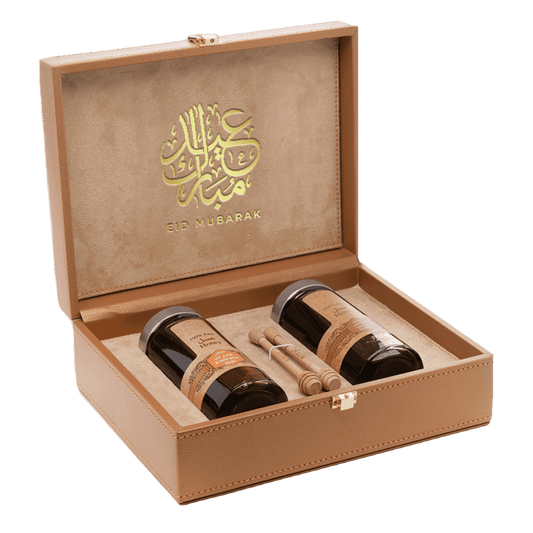 علبه جلد (عسل السدر الإماراتي & عسل السمر الإماراتي) | هدايا العيد