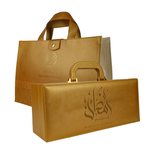 عسل سدر إماراتي مع علبة جلدية بمقبض وحقيبة جلدية – 550 جرام – هدية فاخرة لشهر رمضان