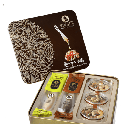 Gift Tin Box (3 Pcs Honey with Nuts + 6 Honey Spoons)