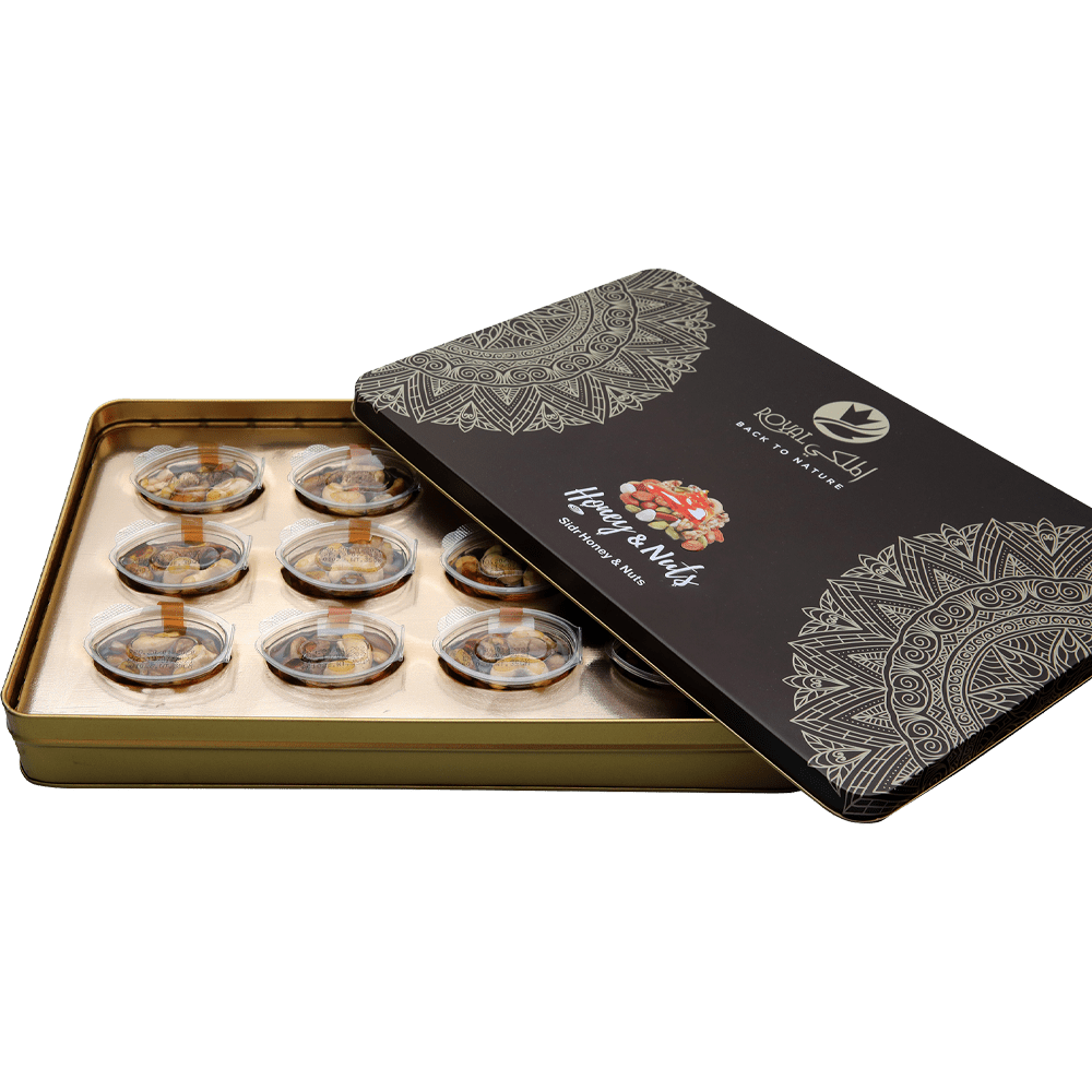 Gift Tin Box – ( 12 Pcs Honey With Nuts)