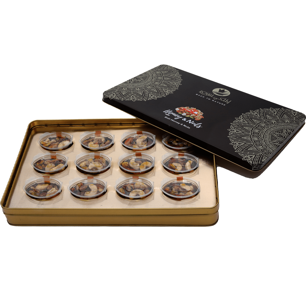 Gift Tin Box – ( 12 Pcs Honey With Nuts)