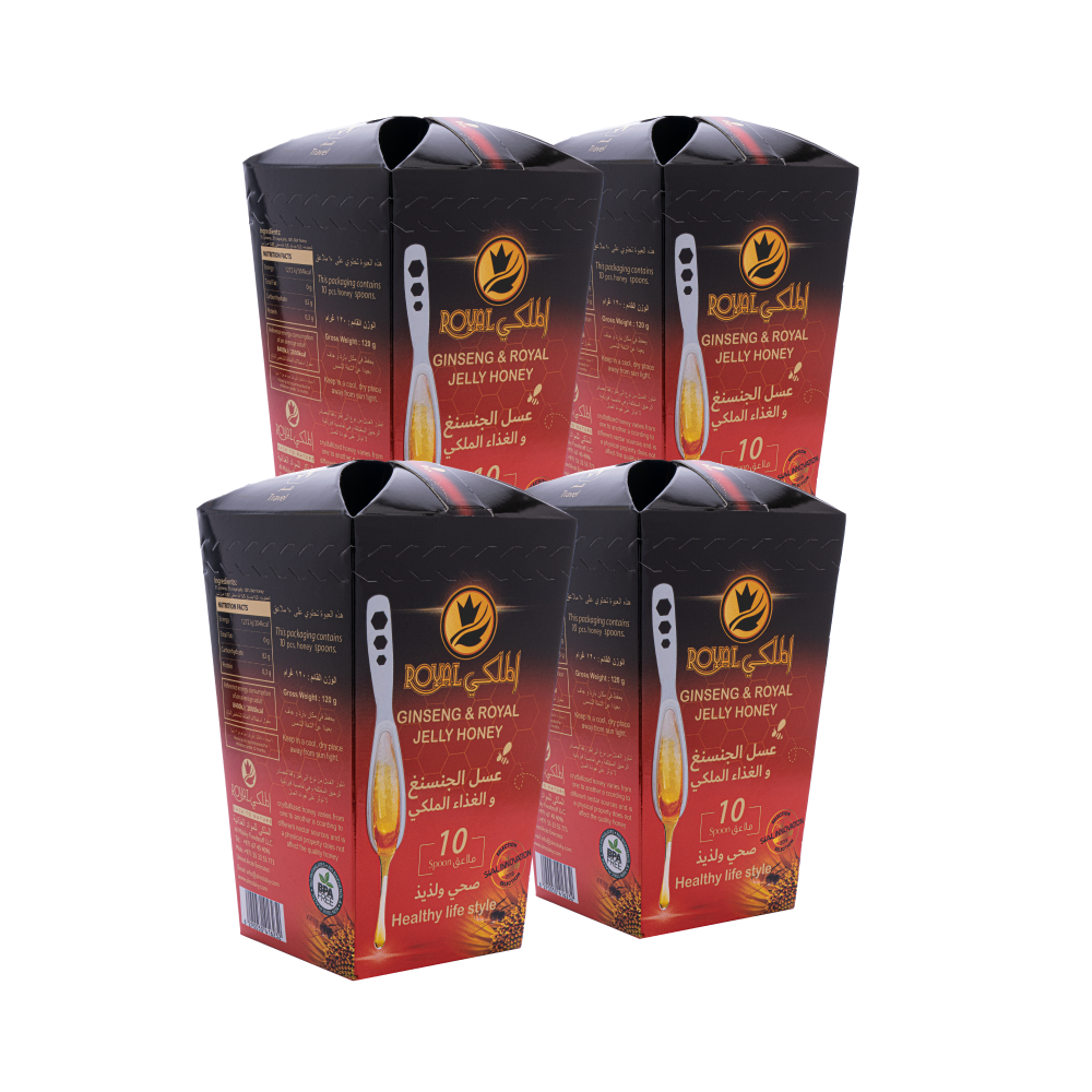 ملعقة عسل الجنسنغ والغذاء الملكي 10 قطع (4 علب) توصيل مجاني للسعودية