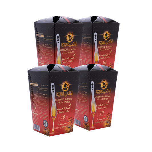 ملعقة عسل الجنسنغ والغذاء الملكي 10 قطع (4 علب) توصيل مجاني للسعودية