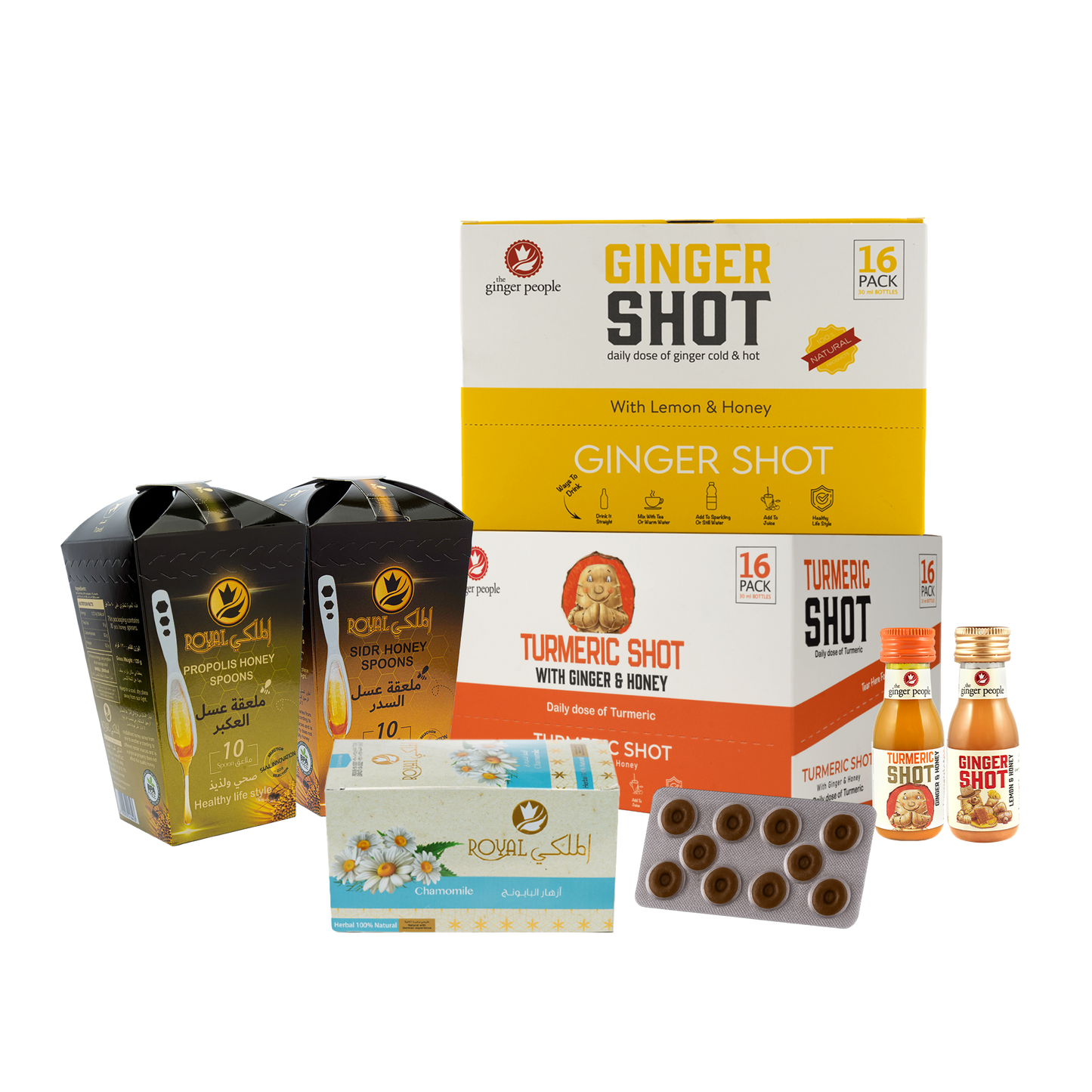 مجموعة الحج – مشاريب الزنجبيل، ملاعق العسل، شاي الاعشاب وسكاكر العكبر