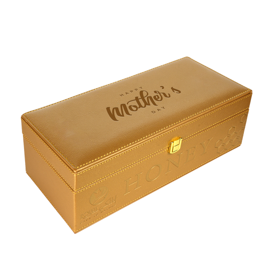 عسل سدر إماراتي مع علبة جلدية – ٥٥٠ غرام – هدية فاخرة لعيد الأم