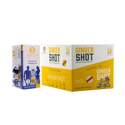 مجموعة التنحيف - شوت الزنجبيل 30 مل علبة من 16 عبوة مع شاي التنحيف