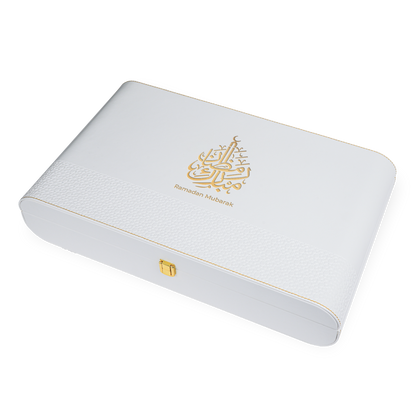 White Leather Box  (250g Sidr and 250g Samar) With Dates With Nuts with bag | Ramadan