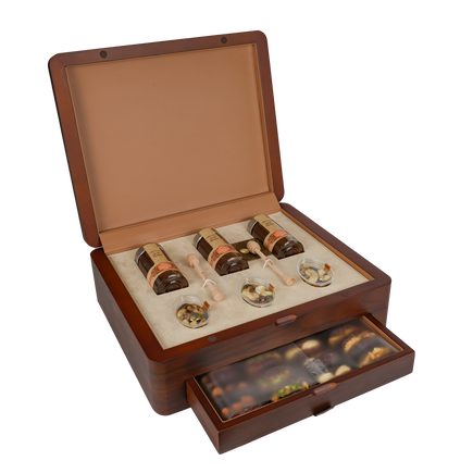 Wood Box With Drawer UAE Sidr Honey and Sidr Honey Nuts with Dates With Nuts