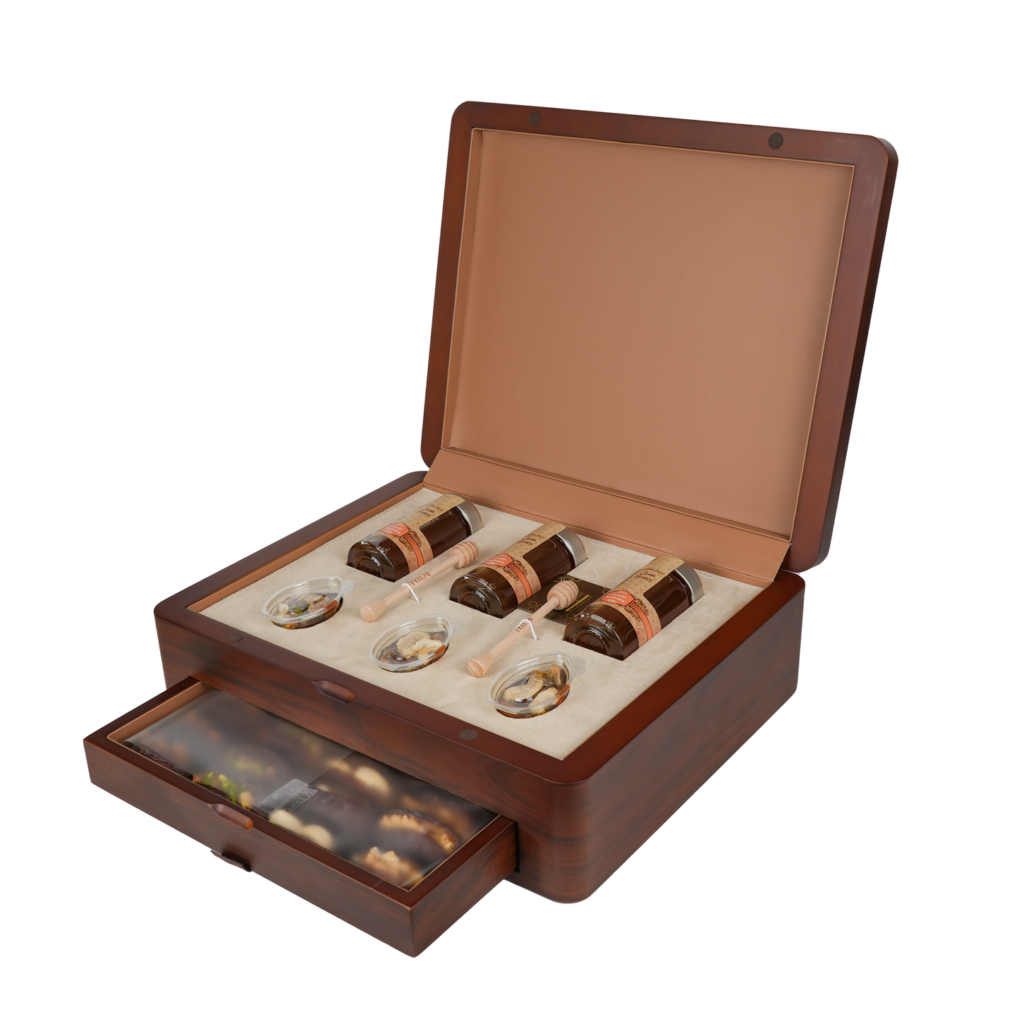 Wood Box With Drawer UAE Sidr Honey and Sidr Honey Nuts with Dates With Nuts
