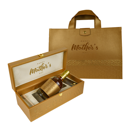 عسل سدر إماراتي مع علبة جلدية – ٥٥٠ غرام – هدية فاخرة لعيد الأم