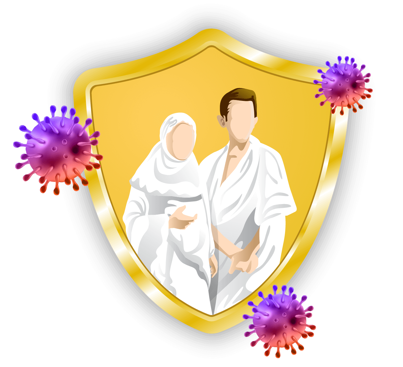 Couple Photo of Hajj and Omra with Safety Icon